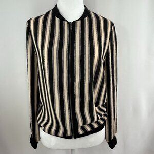 Como Black capsule minimalist striped bomber jacket black cream - XS
